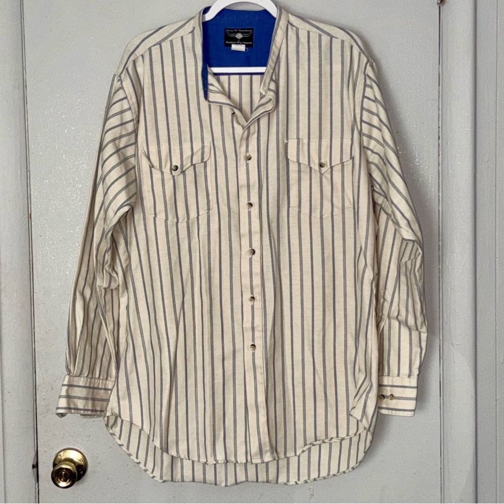 Vintage Flying R Ranchwear Cheyanne Stripe Western Shirt Made in USA XL